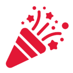Popper with streamers and stars coming out icon.